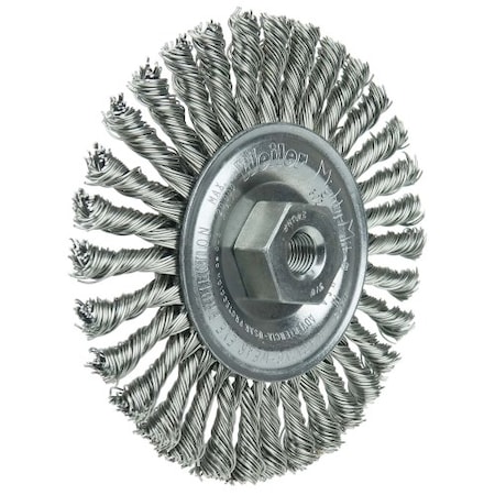 Weiler Mini Roughneck 4" Wire Wheel, .020" Fill, 3/8"-24 UNF Nut 13135